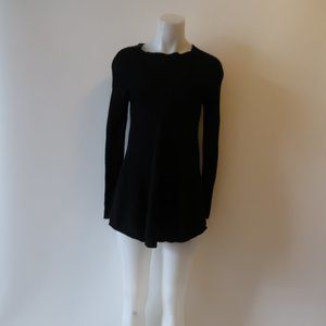 BIBELOT BLACK RIBBED SWEATER W/SHOULDER ZIPPER S*
